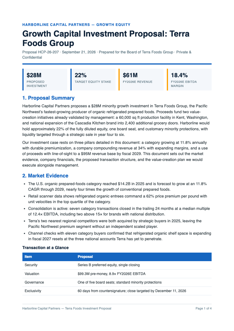 Investment research report business proposal
